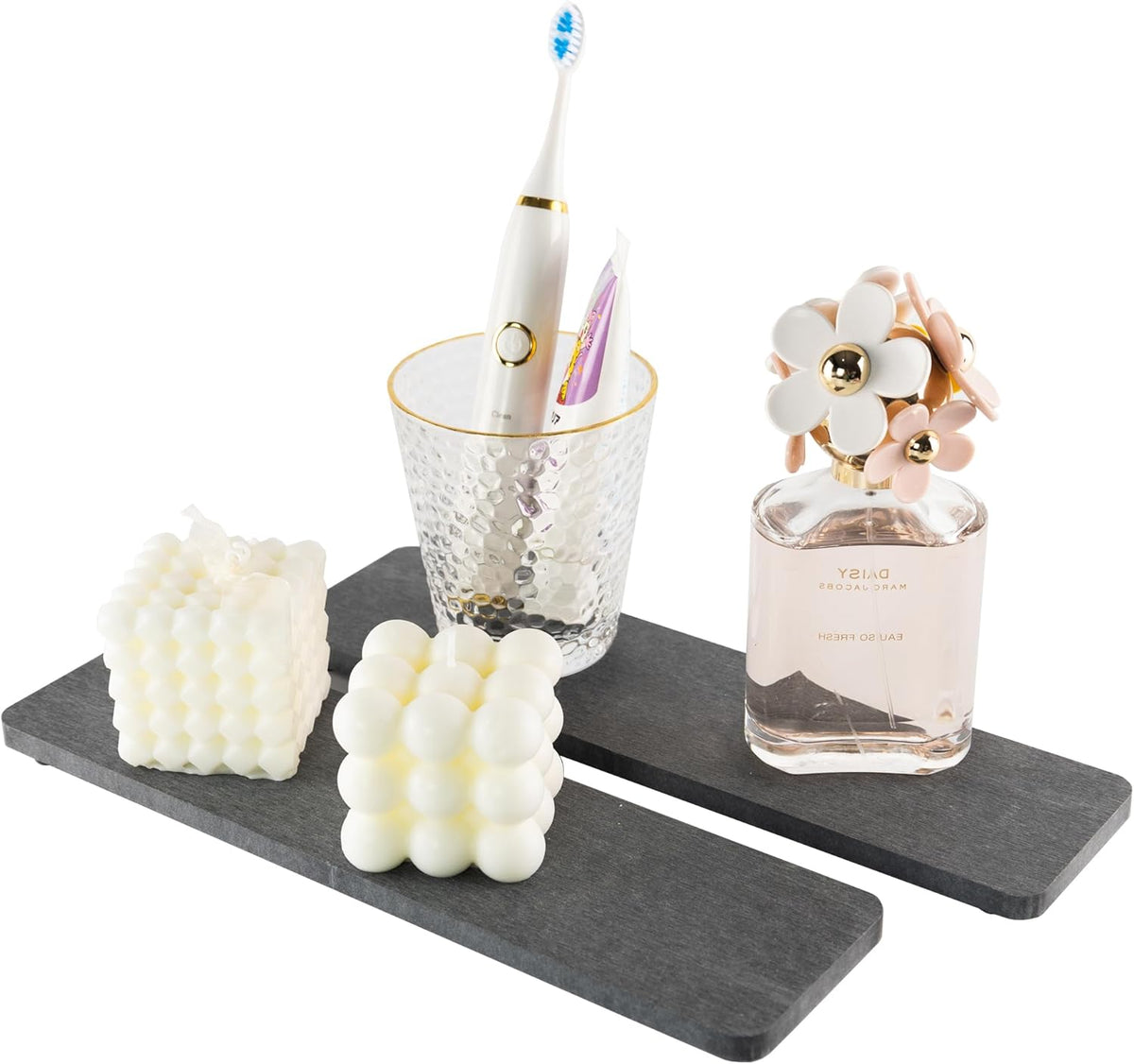 2 Pcs Water Absorbing Stone Trays, Kitchen/Bathroom Sink Soap Dish, Diatomite Tray Used for Hand