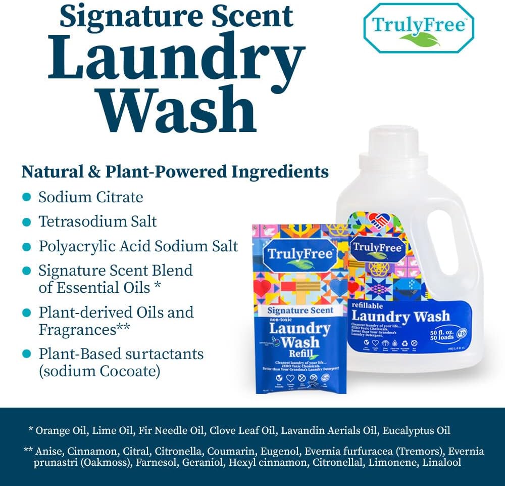 Truly Free Natural Laundry Detergent for Sensitive Skin | Eco Friendly, Plant Based, Baby Clothes