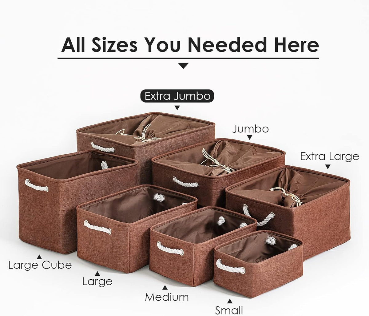 TheWarmHome Organization and Storage for Organizing - Extra Jumbo 3 Pack 20.5x15.7x13.8 inch Fabric