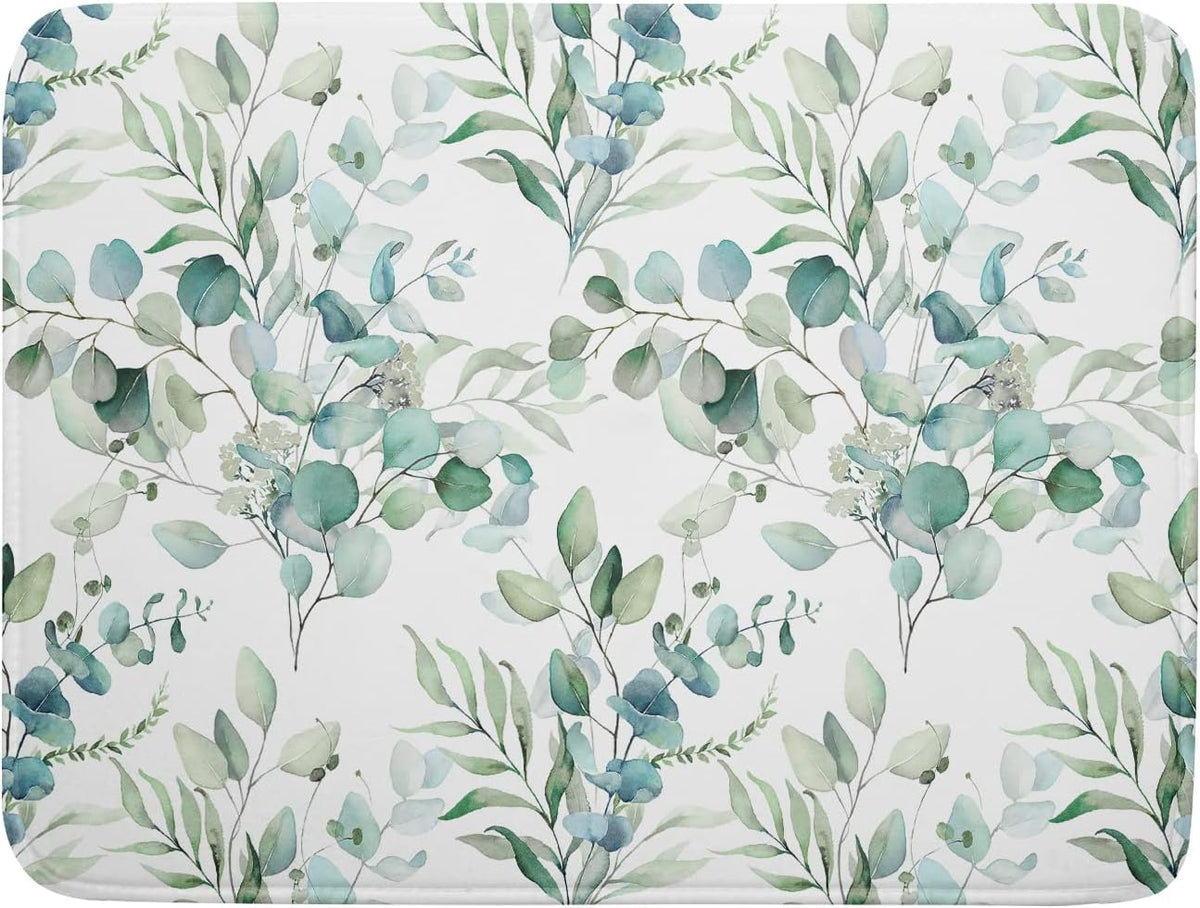 Sage Green Leaves Dish Drying Mats for Kitchen Counter 18x24 Inch, Leaves Kitchen Drying