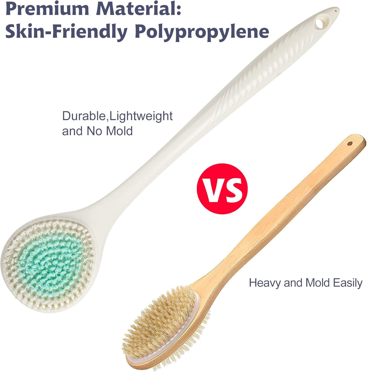 BEDELITE Back Bath Brush Long Handle for Shower - Soft Shower Brush for Men & Women,Back Brush