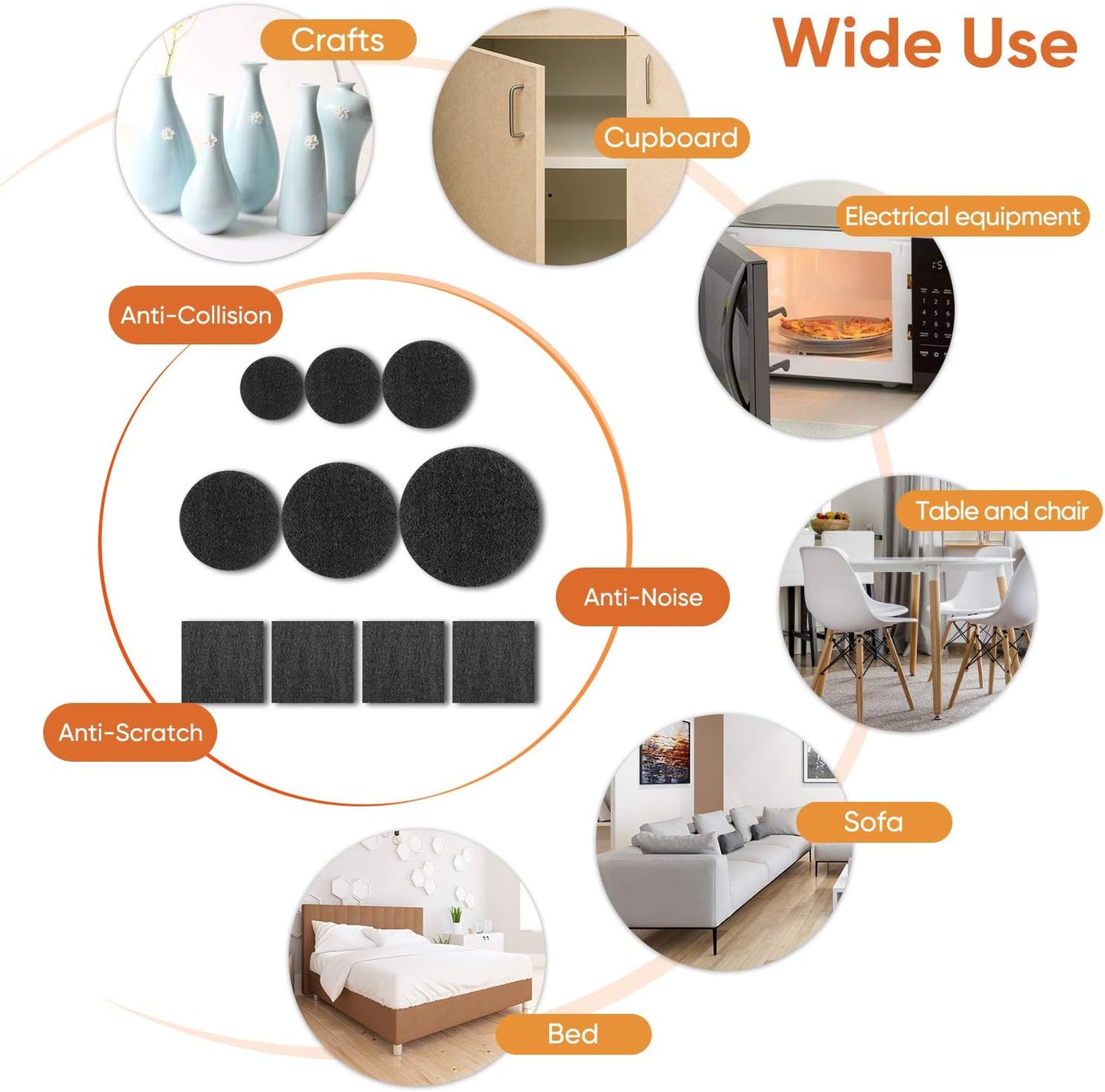 Furniture Pads 300 Pieces Felt Furniture Pads Premium Huge Pack, BAIPOK Self Adhesive Anti Scratch