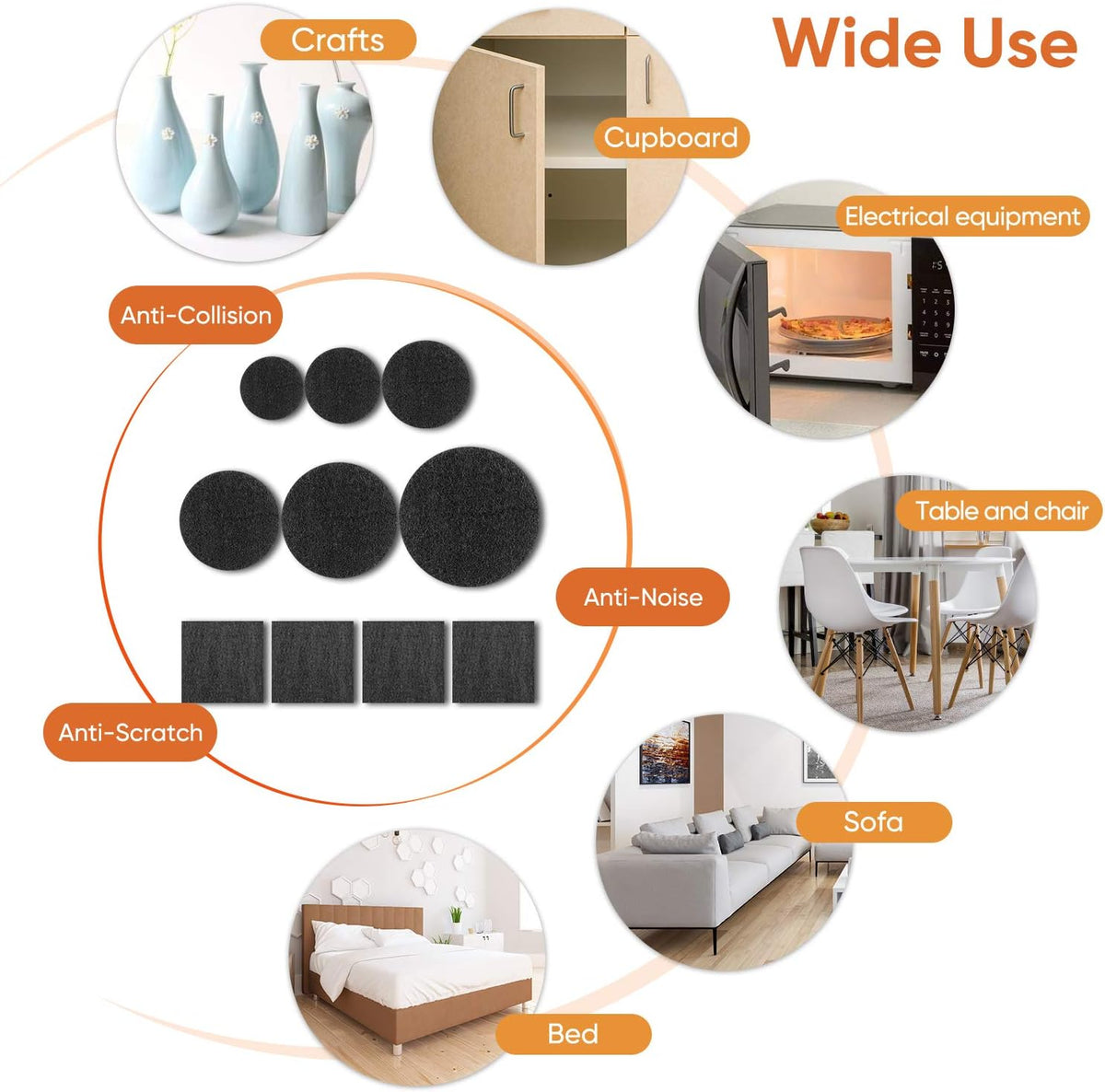 Furniture Pads 300 Pieces Felt Furniture Pads Premium Huge Pack, BAIPOK Self Adhesive Anti Scratch