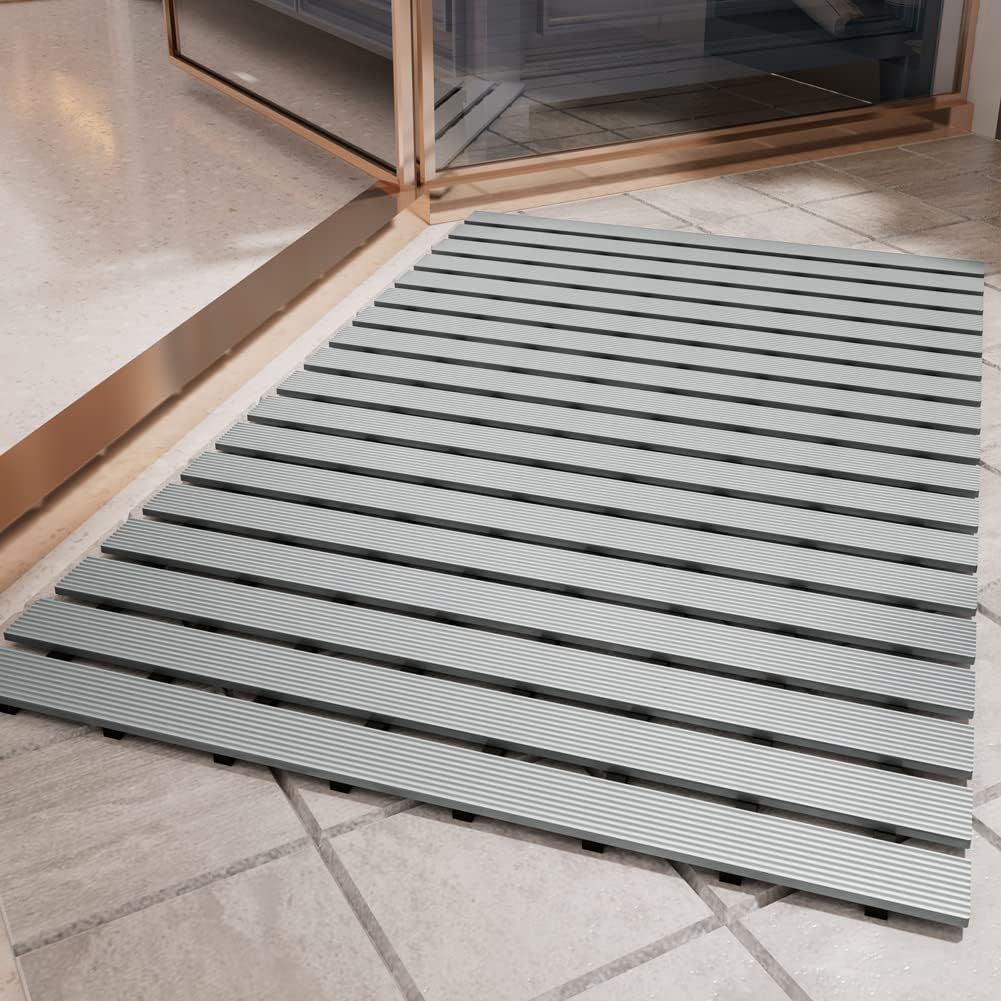 PADOOR Shower-Mat Non Slip, Heavy Duty Bathtub-Mat Curlable Quick Drain Sturdy Bath Tub Mat Without
