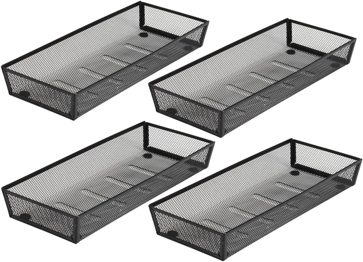 BYCY Silverware Drawer Organizer, Mesh Utensil Organizer for Kitchen Storage, Black Steel Metal