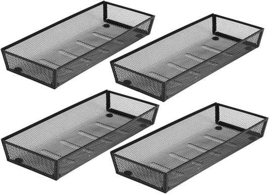 BYCY Silverware Drawer Organizer, Mesh Utensil Organizer for Kitchen Storage, Black Steel Metal