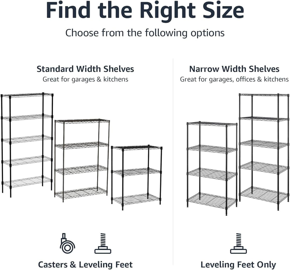 Amazon Basics 5-Shelf Adjustable Heavy Duty Steel Wire Rack Storage Shelving Organizer for Kitchen