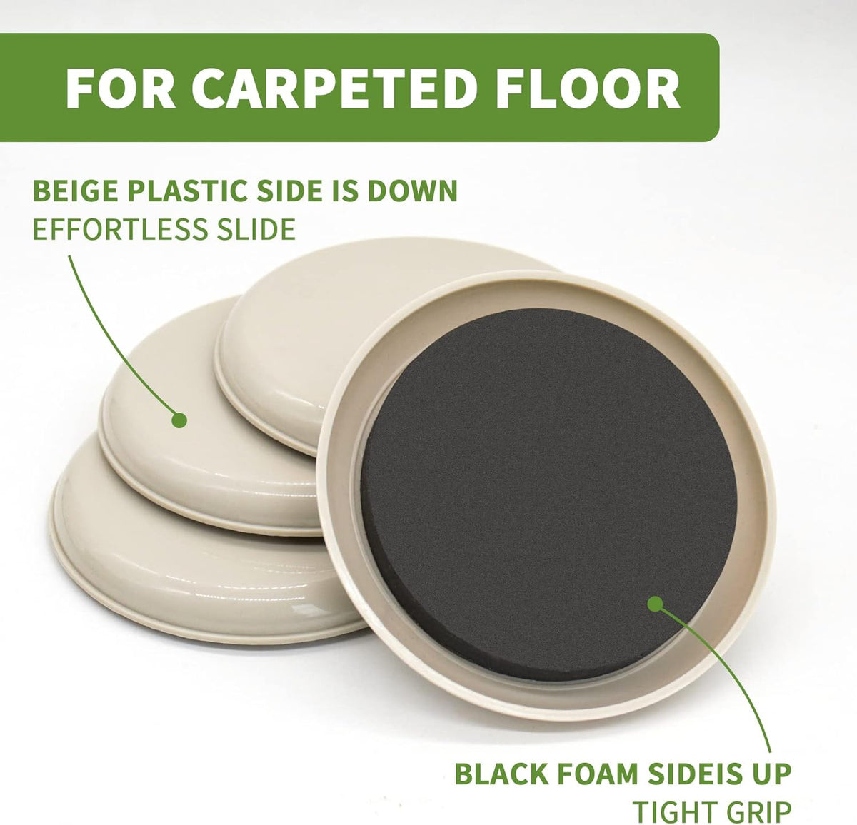 Furniture Sliders for Carpet 8 PCS - 4 3/4 inch Furniture Moving Slider Chair Legs Floors