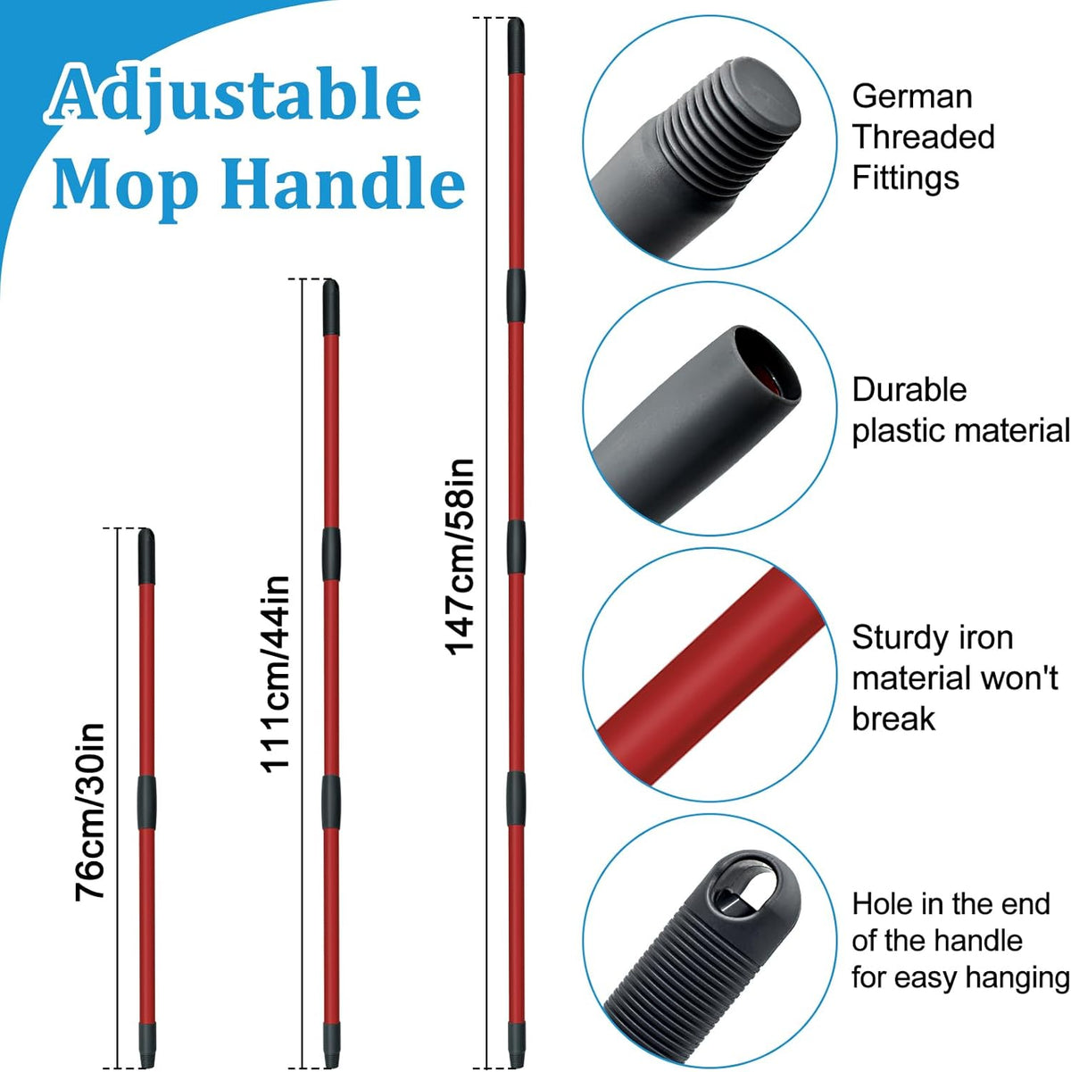 Spin Mop Handle,Mop Heads Replacements,Scrubber Mop Head and Mop Base Compatible with O-cedar