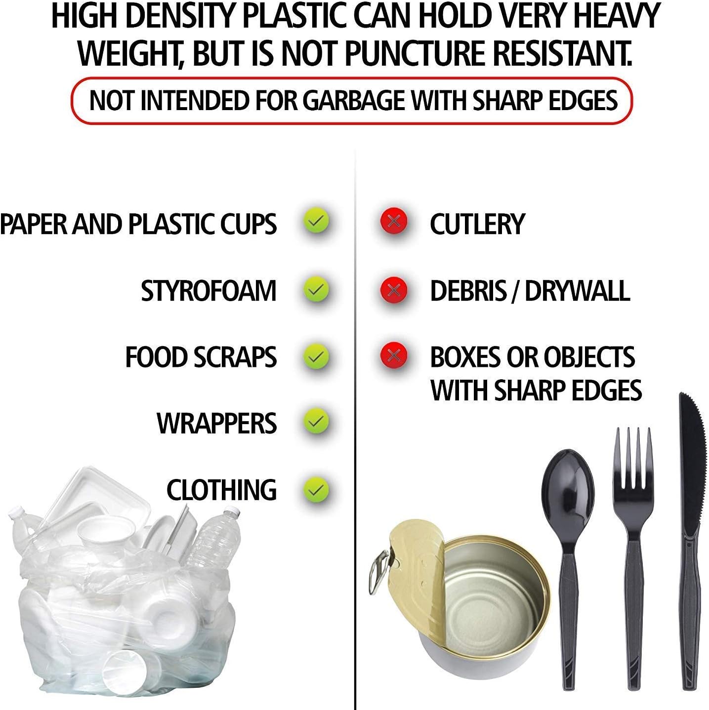 Aluf Plastics High Density Trash Bags, 30 Gallon, 2000 Count, 10 Micron (eq), 30" x 37", Clear, for
