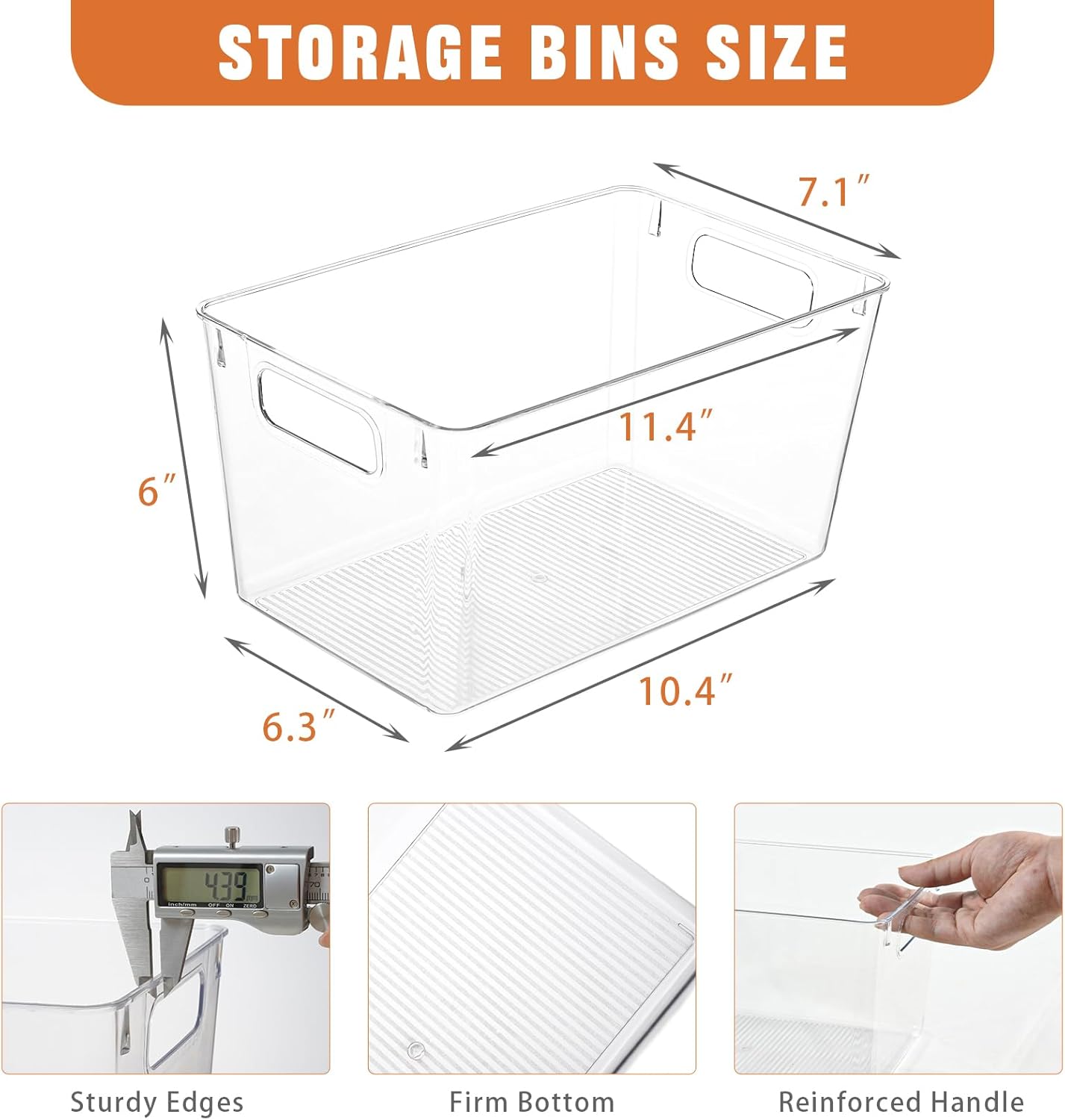 12 Pack Large Clear Plastic Storage Bins,Plastic Containers with Handle for Pantry Organizer and