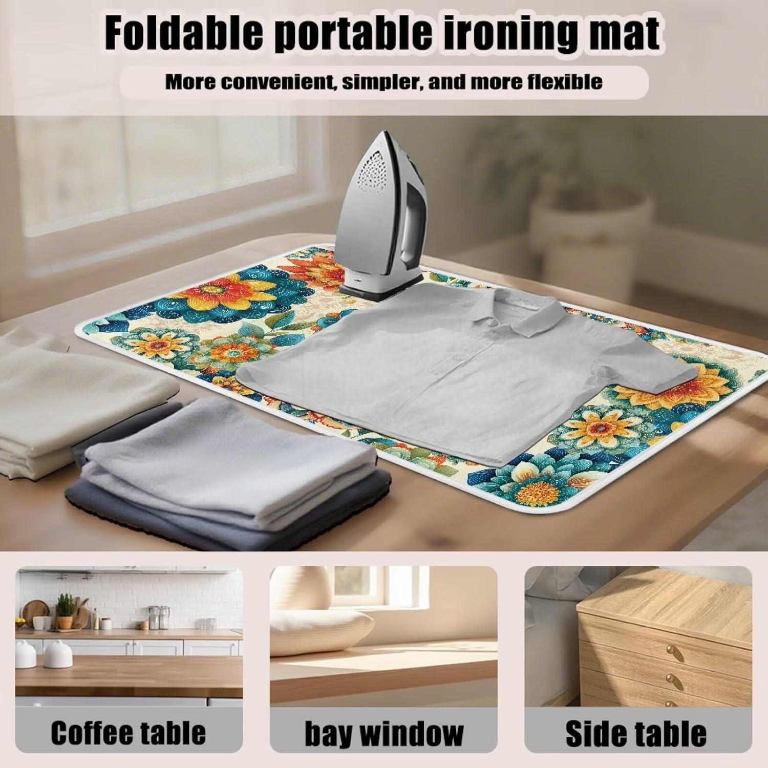 Boho Ironing Mat Foldable Ironing Pad Portable Board Iron Board Alternative Cover,Foldable Cover