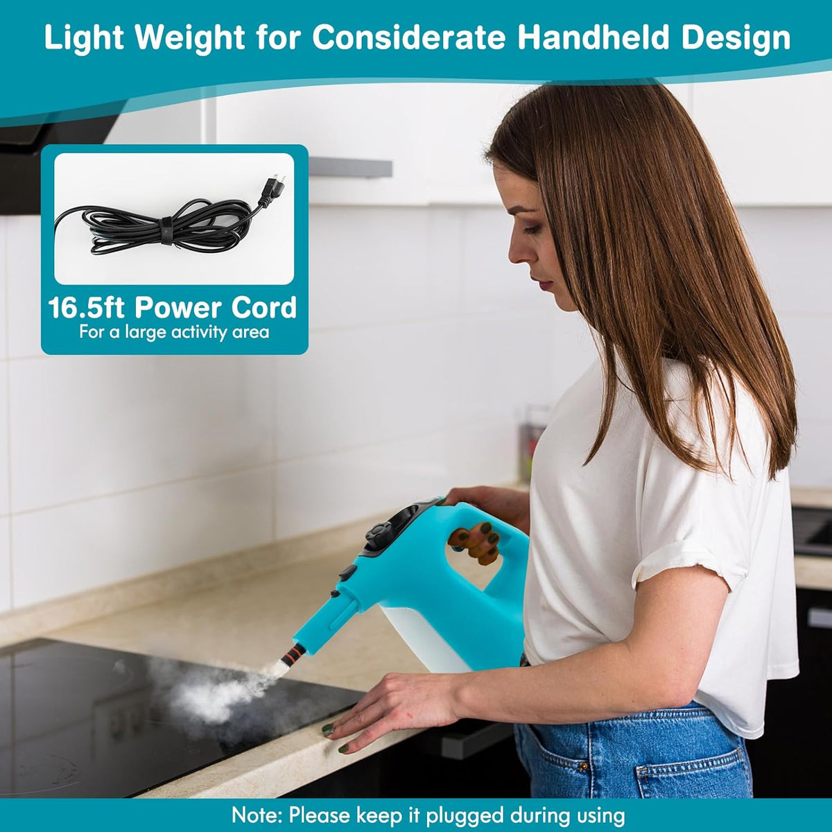 COSTWAY Handheld MultiPurpose Steam Cleaner with 17 Pieces, 350ml Large Capacity Steam Mop