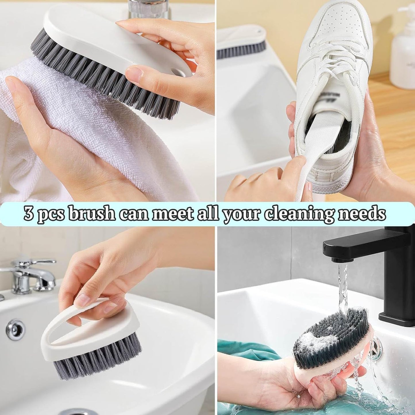 Scrub Brush for Cleaning - 3pcs Bathroom Scrubber Cleaning Brushes for Household Use Heavy Duty