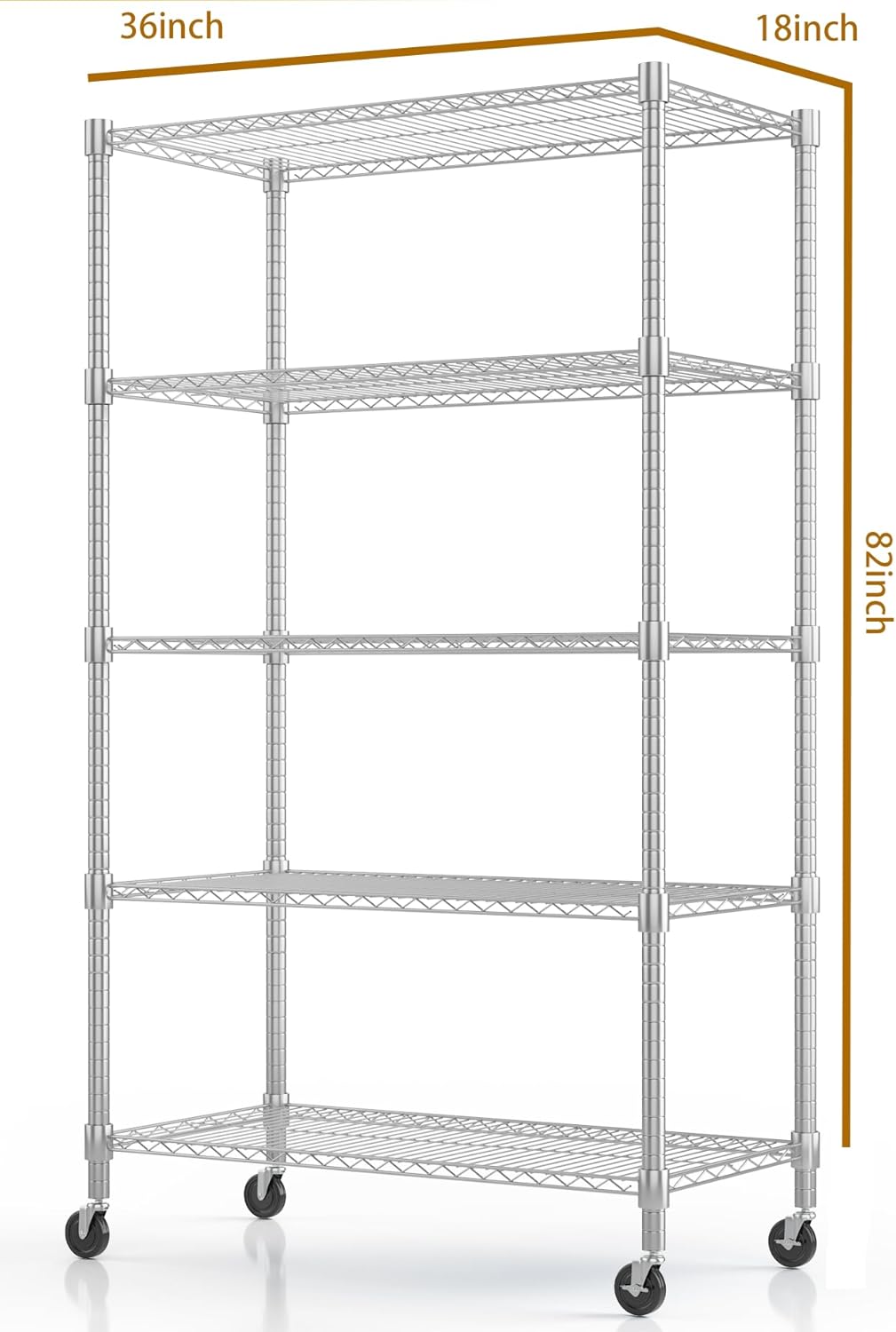 Himimi 5-Tier Heavy Duty Steel Wire Rack Storage Shelving, Adjustable Metal Storage Shelves with