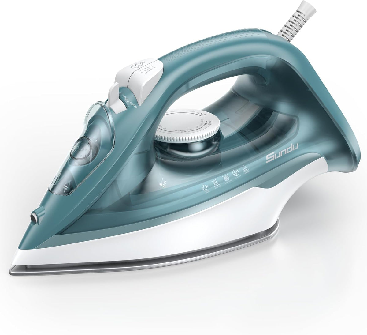 Sundu 1500W Steam Iron for Clothes, Ceramic Nonstick Soleplate for Fast Smooth Gliding, Self Clean