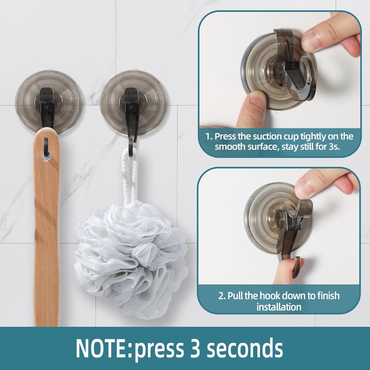 Antimbee Suction Hooks, 5 Pack Clear Hanger, Removable Small Suction Cups for Shower, Bathroom