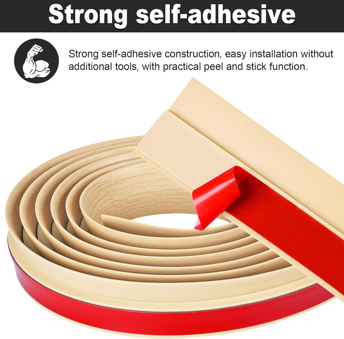 3.3Ft Carpet Floor Transition Strip, Self Adhesive Floor Edging Trim Strip, PVC Threshold Cover for