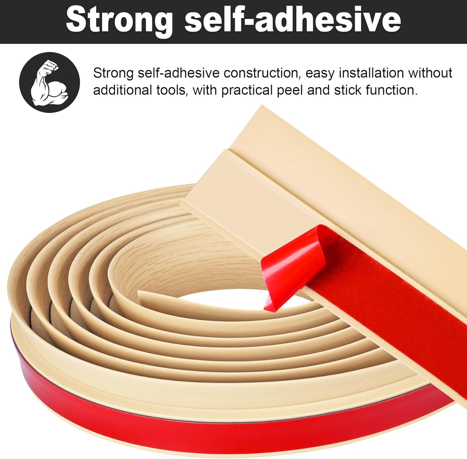 3.3Ft Carpet Floor Transition Strip, Self Adhesive Floor Edging Trim Strip, PVC Threshold Cover for