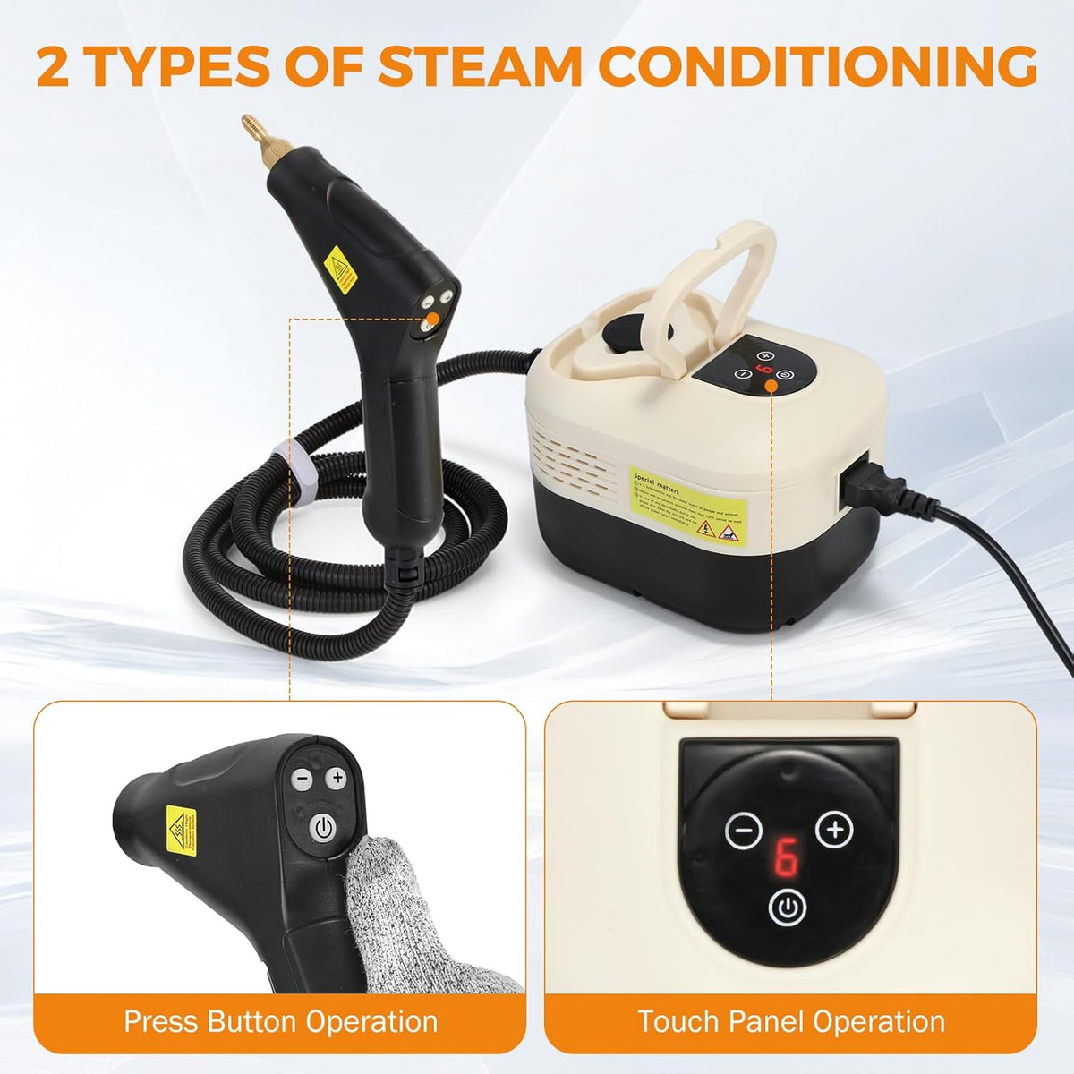 BEAMNOVA Car Steamer Steam Cleaner for Auto Detailing 1.2L (41oz) Water Container Handheld Steam