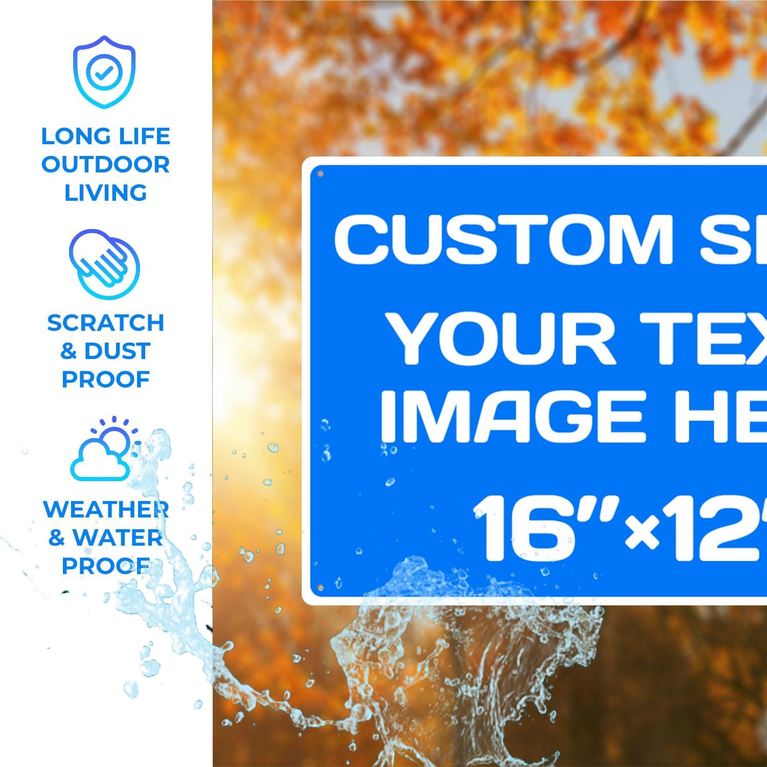 Personalized Aluminum Metal Signs - Weatherproof, Custom Text & Picture, Multiple Sizes, Hazard