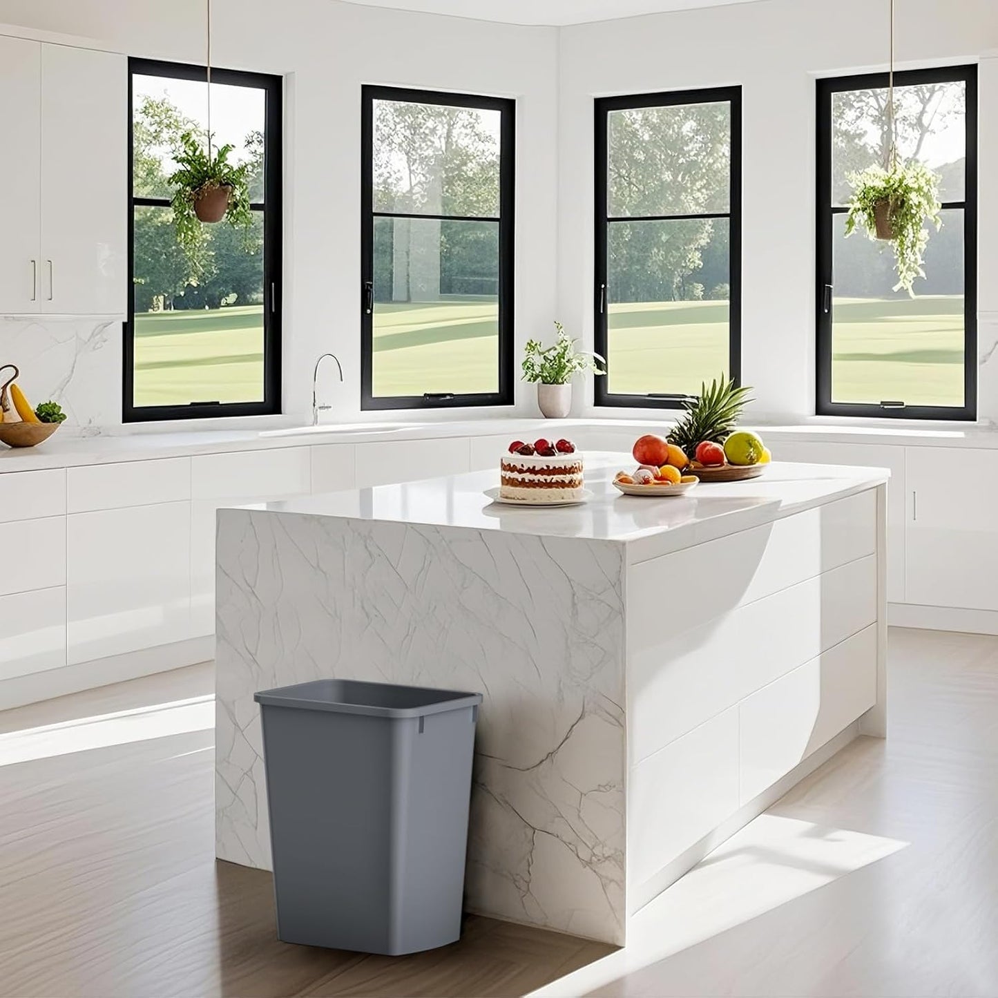 ROOMTEC 35QT Kitchen Trash Can, Lightweight and Sturdy Slim Trash Can, Wastebaskets for Office