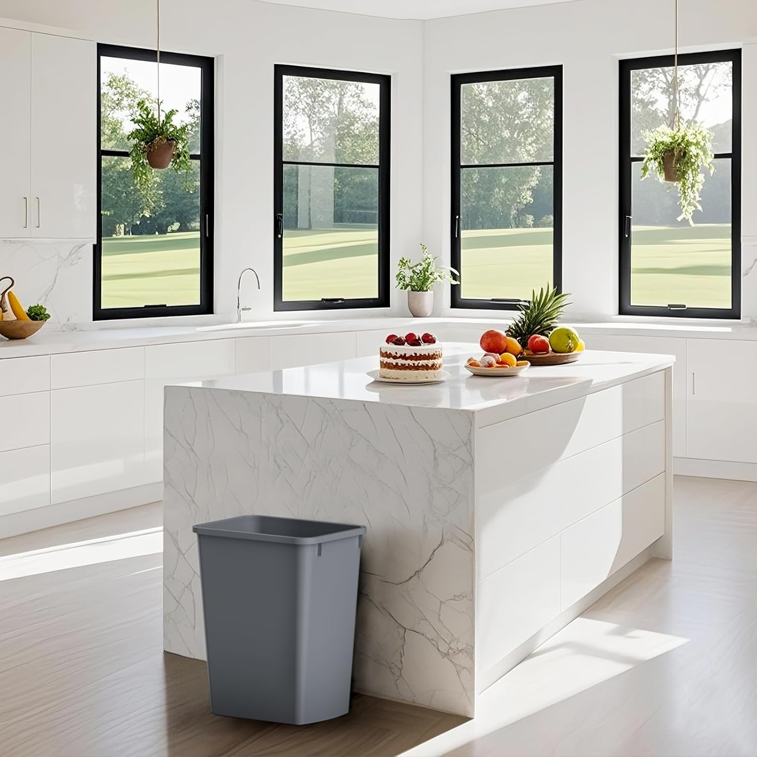 ROOMTEC 35QT Kitchen Trash Can, Lightweight and Sturdy Slim Trash Can, Wastebaskets for Office