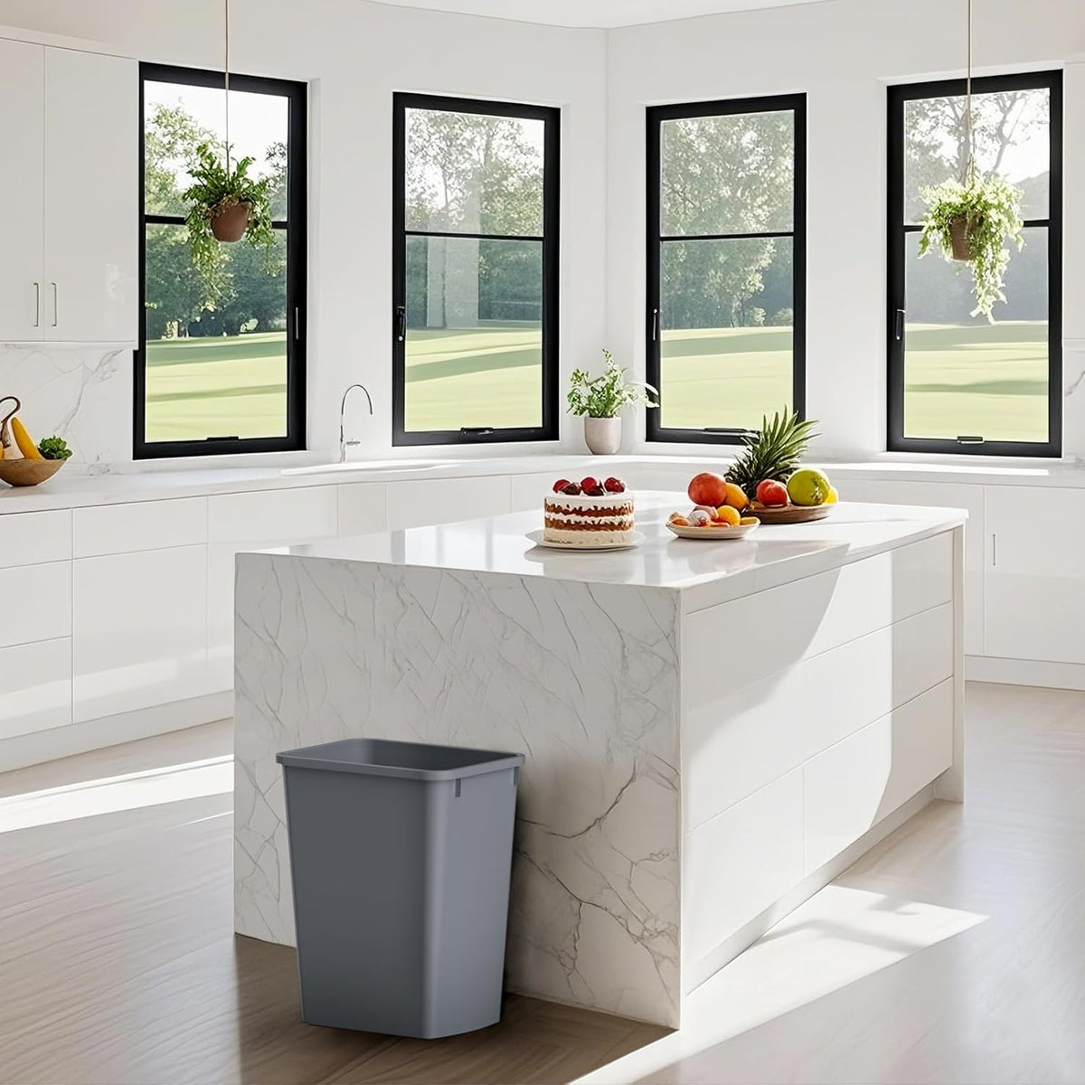 ROOMTEC Lightweight and Durable Slim Trash Can, 35QT Kitchen Trash Can, Lightweight and Sturdy Slim