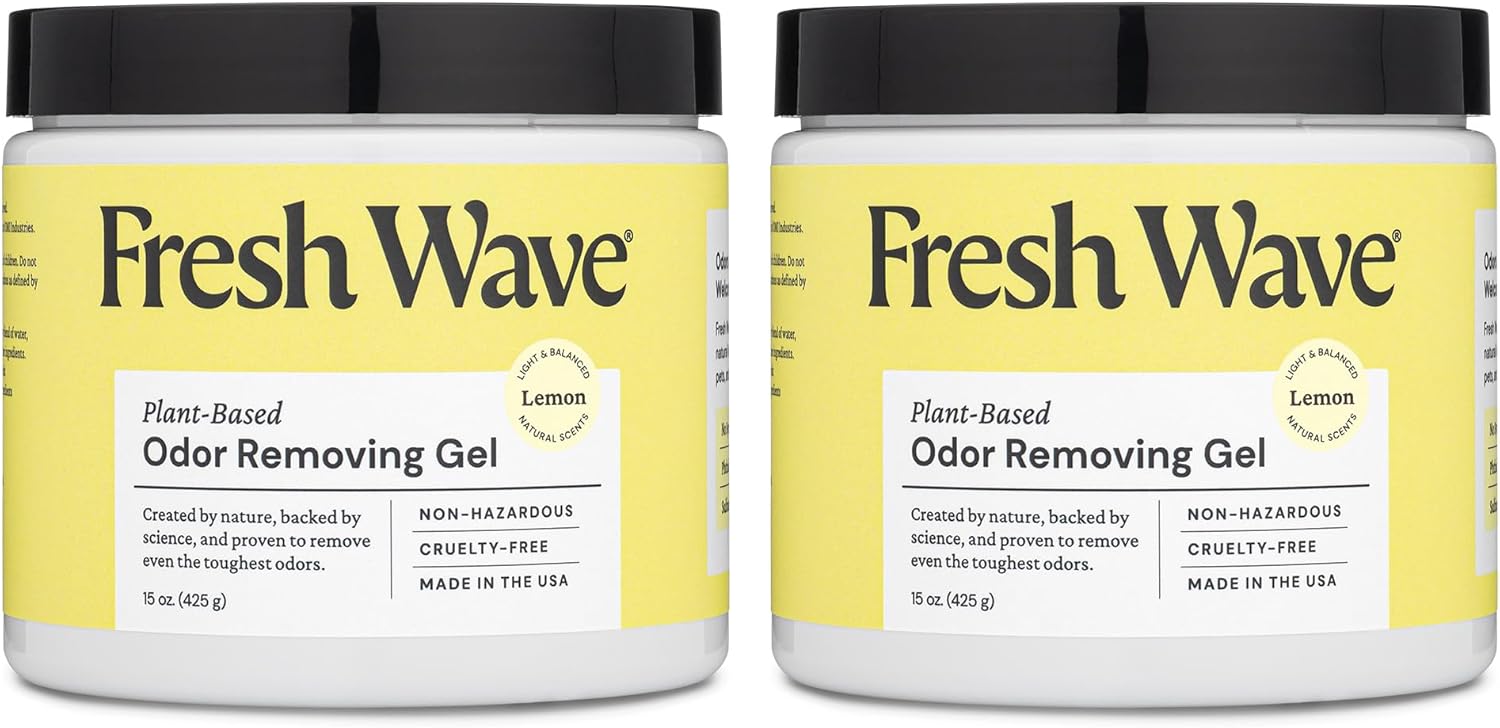 Fresh Wave Lemon Odor Removing Gel, 15 oz., Pack of 2 - Safer Odor Absorbers for Home, Natural
