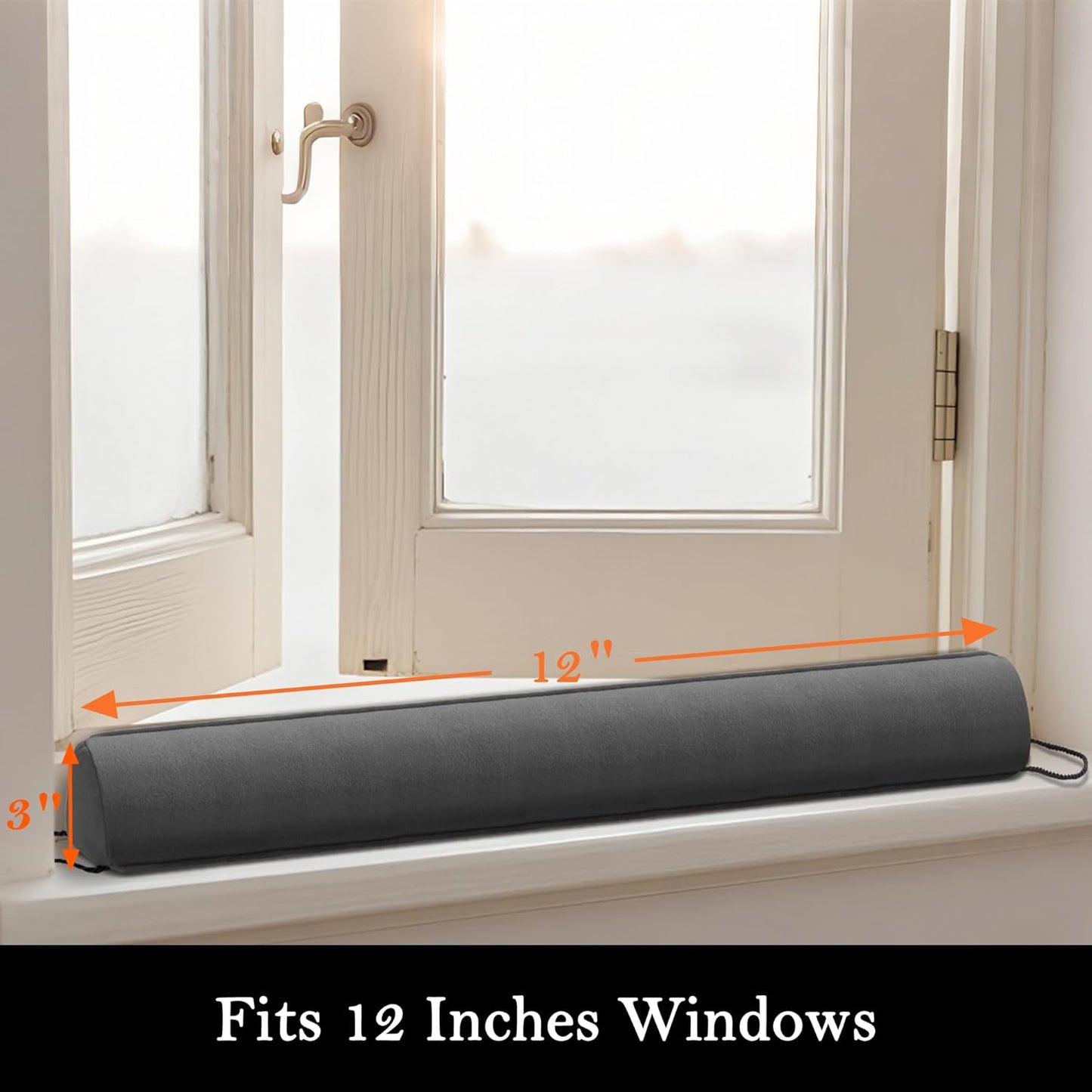 Sunolga 12" Door Draft Stopper Blocks Hot and Cold Air with Removable Washable Cover for Gaps Up to
