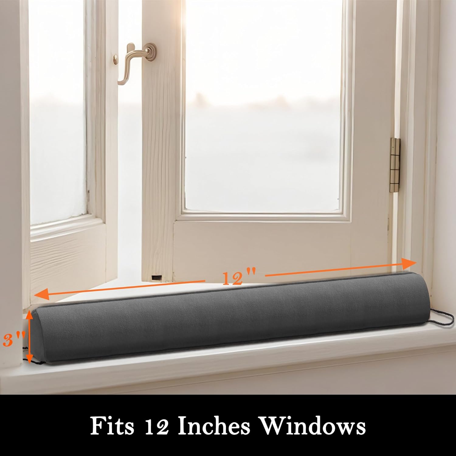 Sunolga 12" Door Draft Stopper Blocks Hot and Cold Air with Removable Washable Cover for Gaps Up to