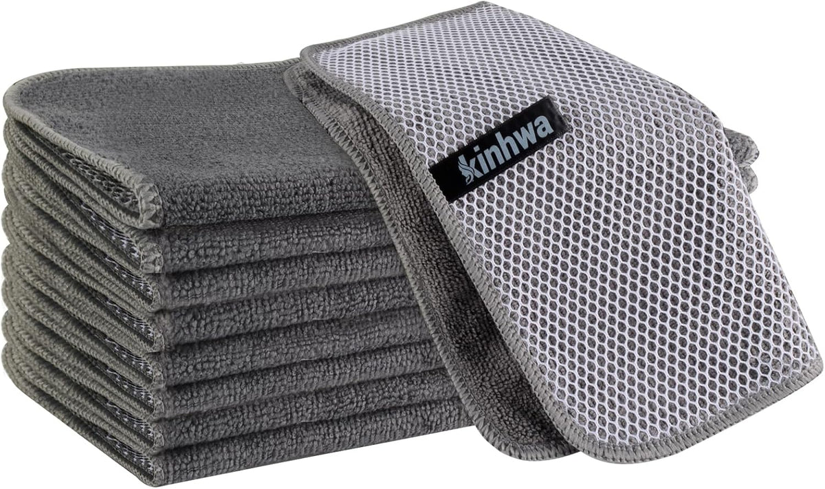 KinHwa Kitchen Washcloths for Dishes Absorbent Microfiber Dish Cloths Quick Dry Dish Rags with Poly