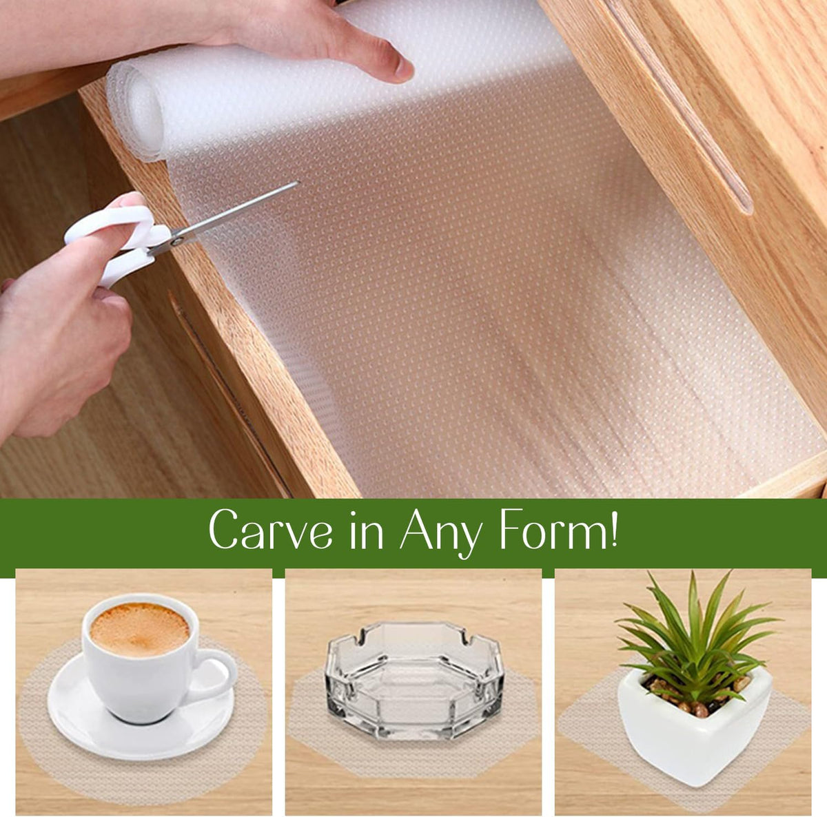 EVALAND 12" x 33 FT Non-Slip Shelf Liner, Non-Adhesive, BPA-Free, Waterproof Pantry Liner for