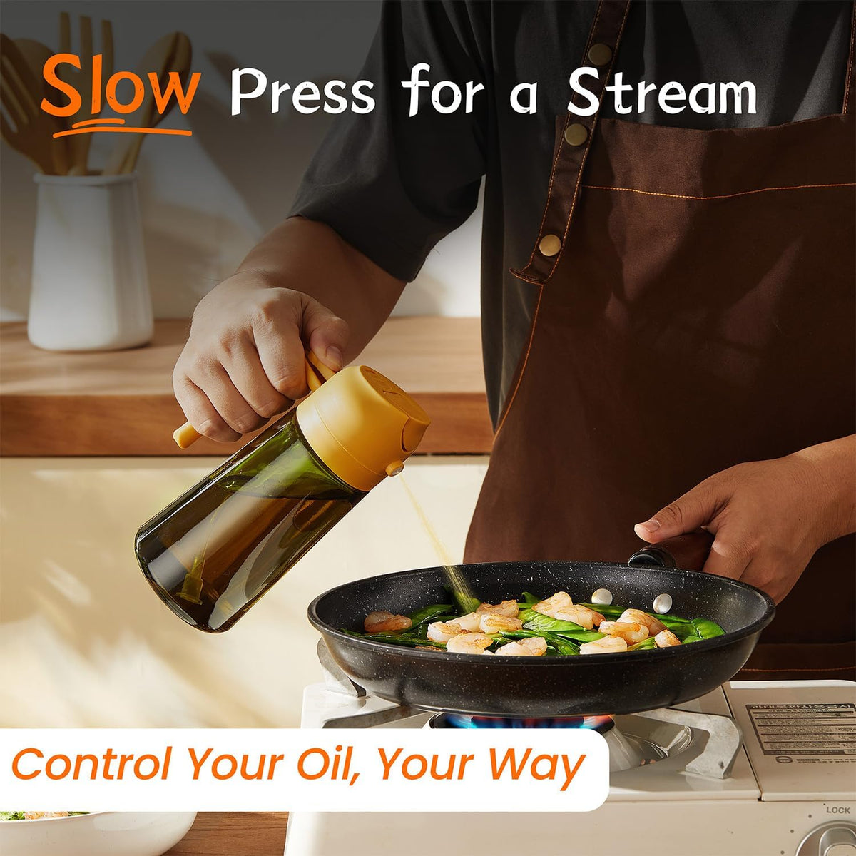 TrendPlain - Original 16oz/470ml Olive Oil Dispenser Bottle for Kitchen Gadgets and Air Fryer