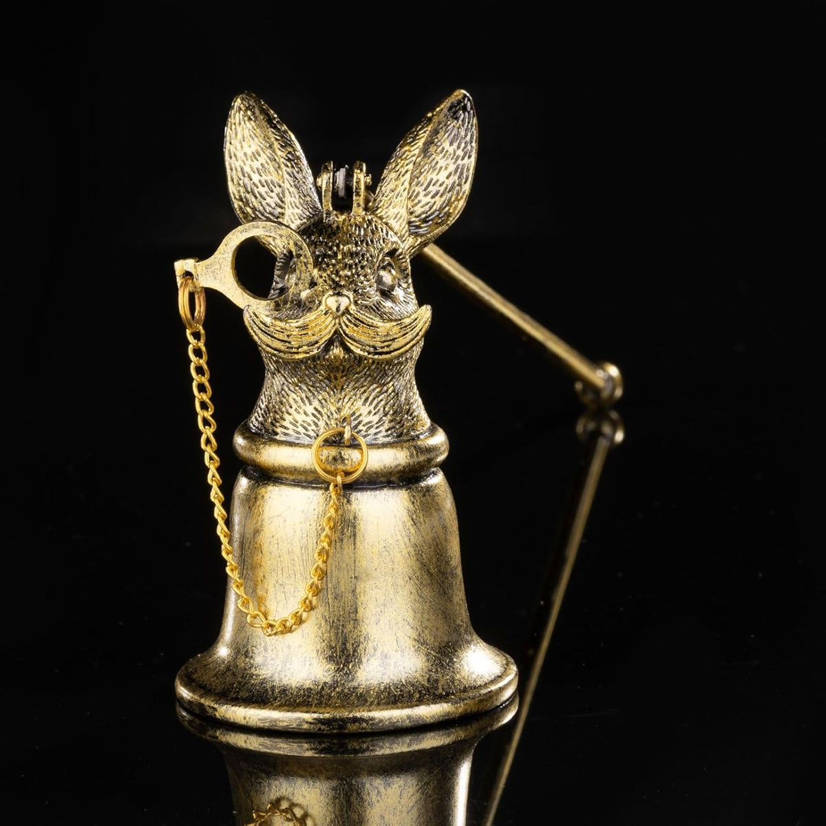 Antique Rabbit Candle Snuffer - Vintage Gunmetal Finish with Spectacle Chain, Flame Extinguisher