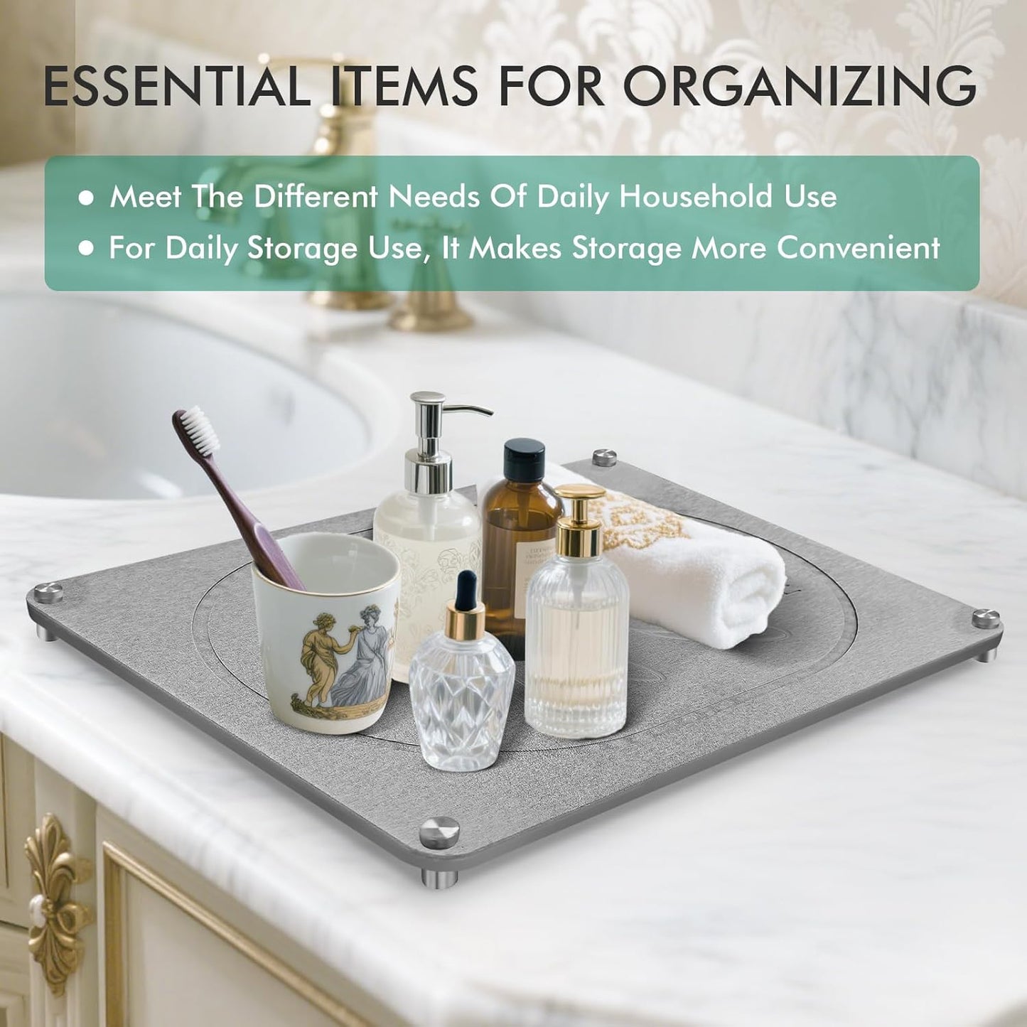Stone Drying Mat For Kitchen Counter Superb Absorbent Diatomaceous Earth Mats with Non-Slip Feet