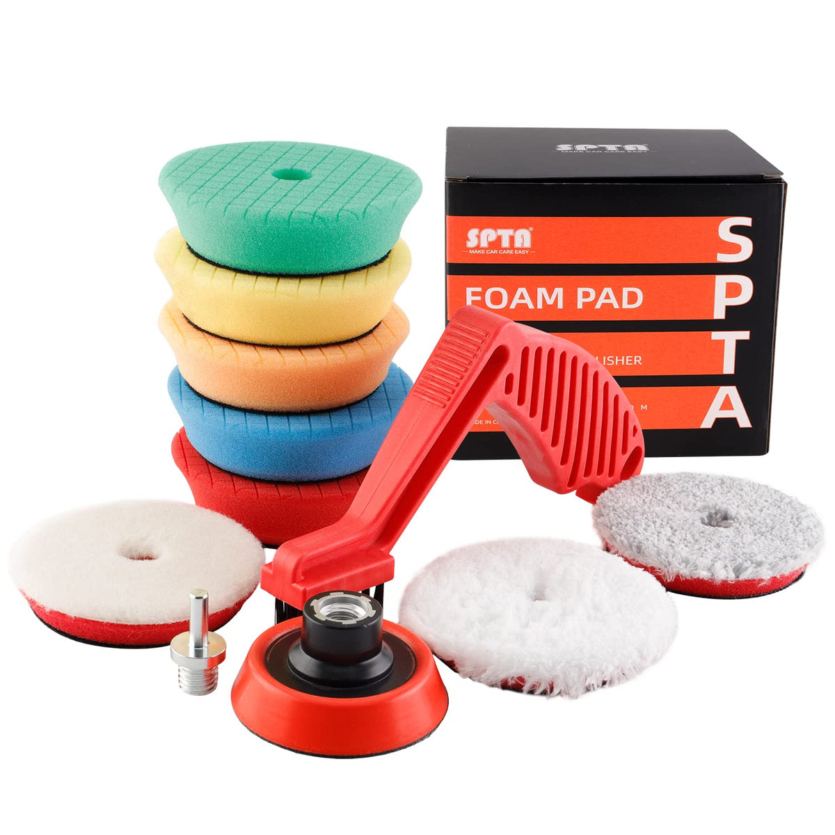 SPTA Drill polishing kit, 11Pcs 3-Inch Buffing Polishing Pads, Car Foam Drill Buffing Pad