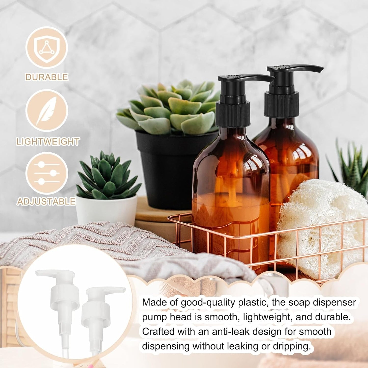 uxcell 8 Pcs Soap Dispenser Pump Heads Soap Dispensers Top Pumps Replacement Switch Pumphead for