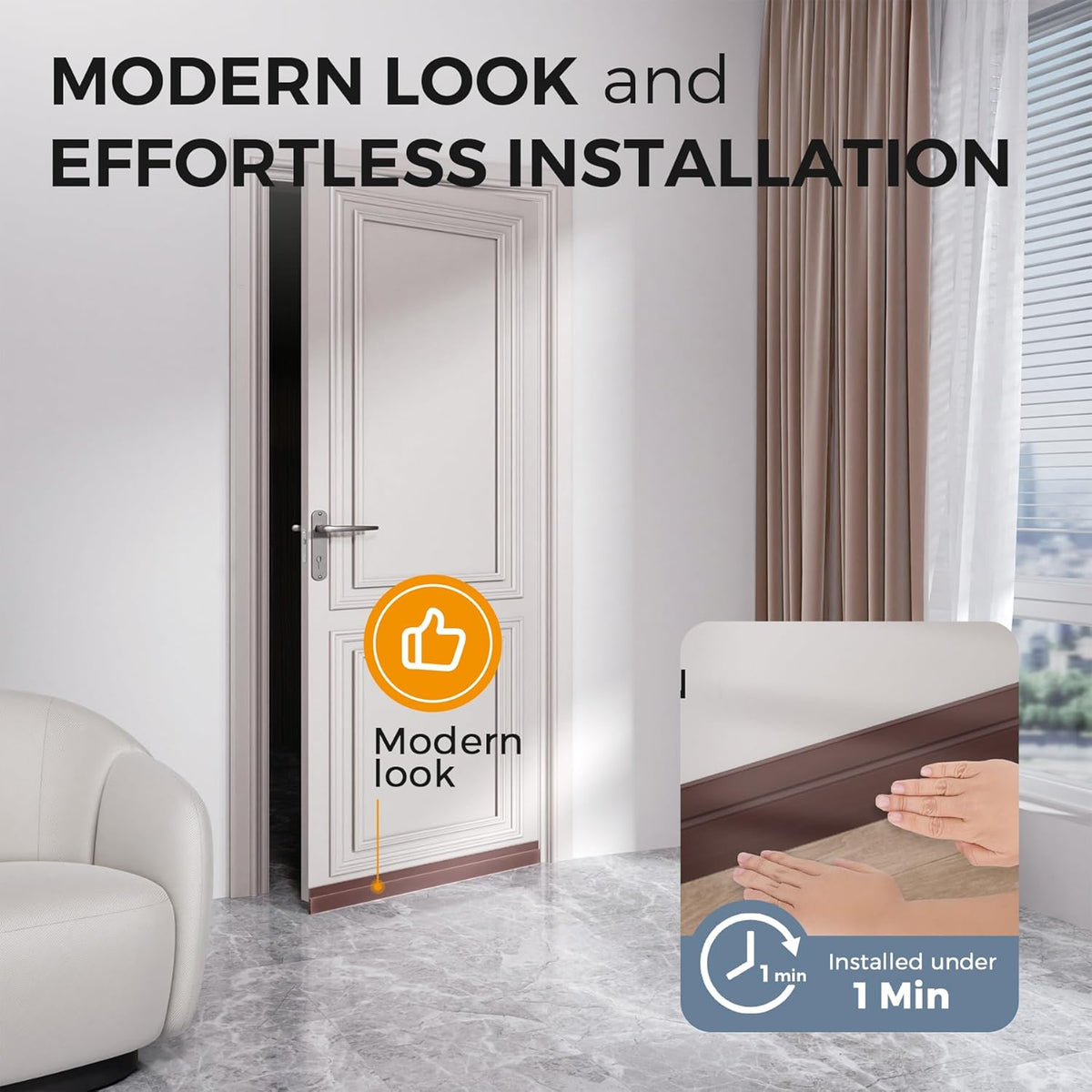GroTheory 2 Pack Door Draft Stopper, Under Door Draft Blocker, Soundproof Door Sweep Weather