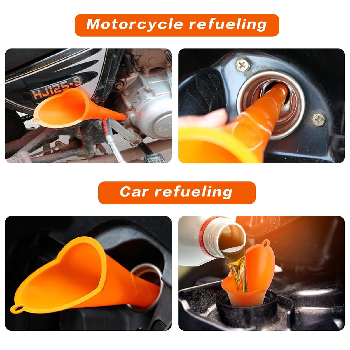 4 Pcs Plastic Long Neck Oil Funnel for Change, Multi-Function Long for Transmission Fluid