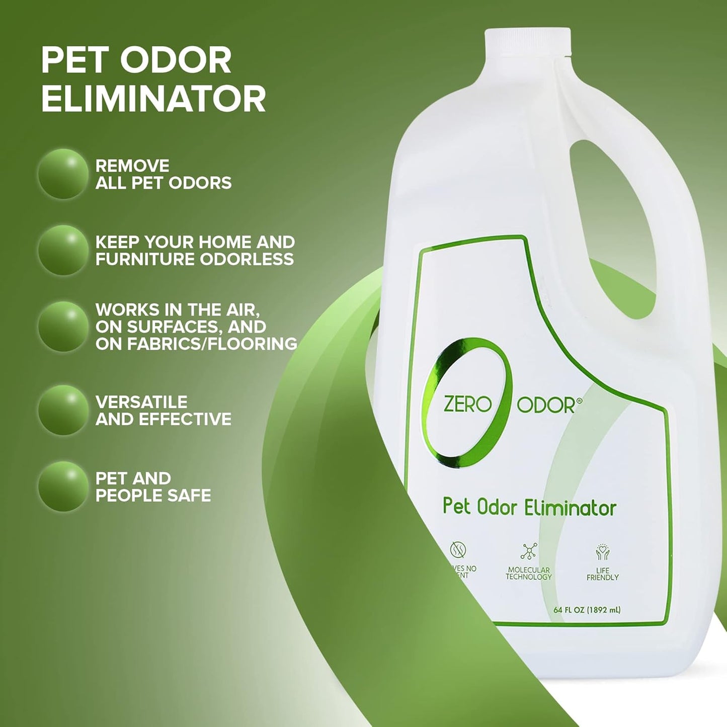 Zero Odor - Pet Odor Eliminator for strong odor, Eliminate Air & Surface Odors – Patented Molecular