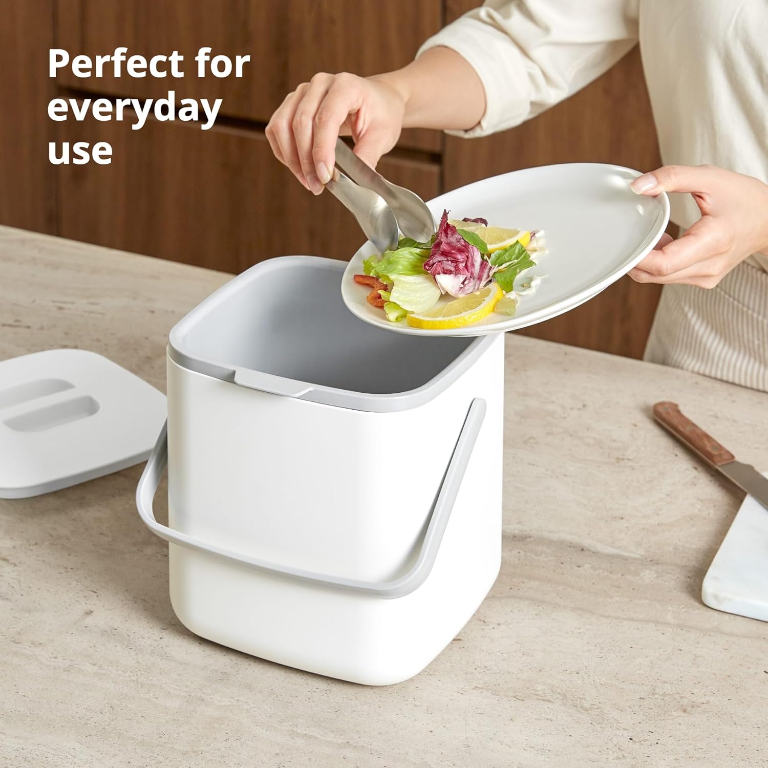 Blue Ginkgo Kitchen Compost Bin [5L / 1.32 GAL] – Filter-Free, Odor-Tight Countertop Food Waste