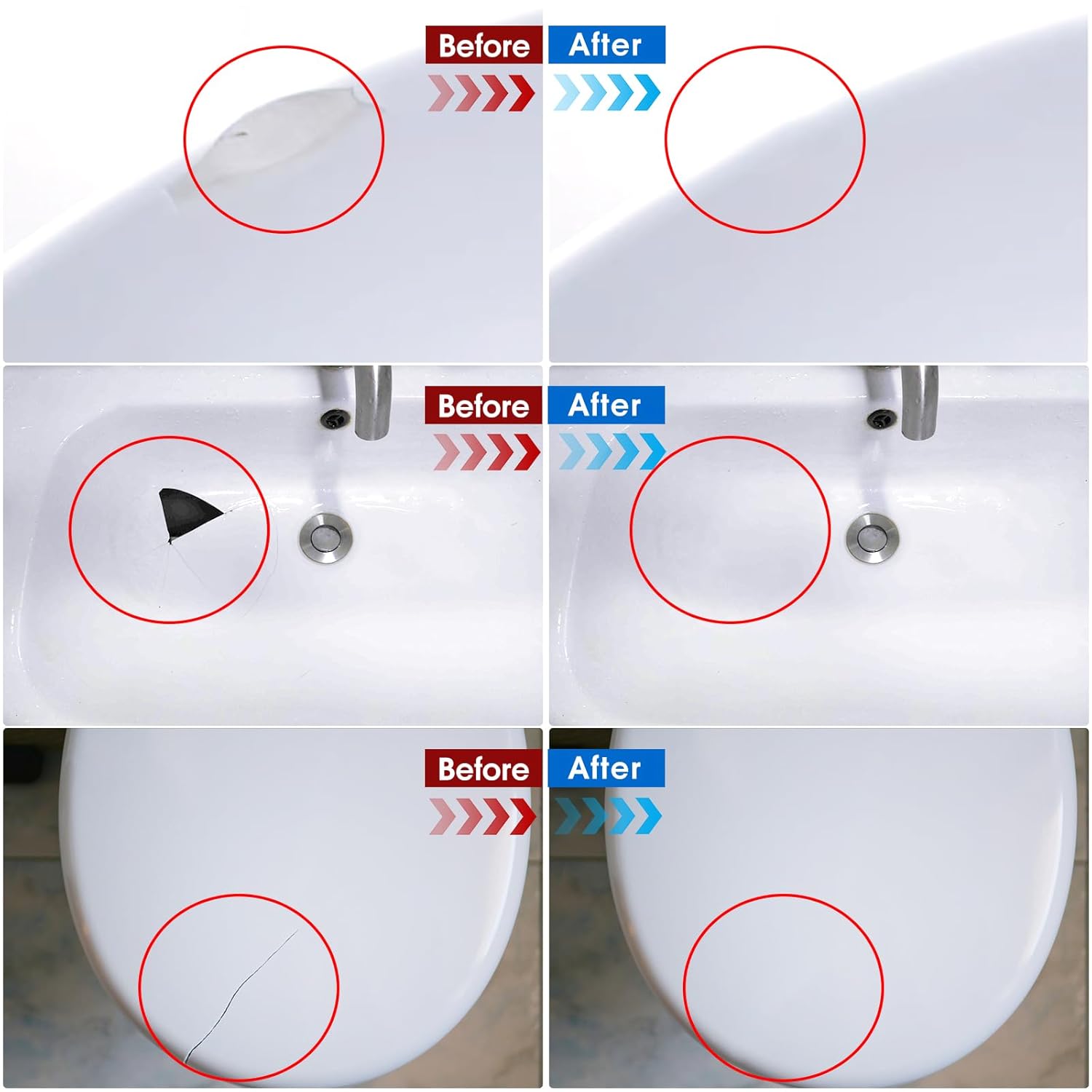 Tile & Fiberglass Tub Repair Kit(Color Matching), Porcelain Sink Repair Kit, Countertop Repair Kit