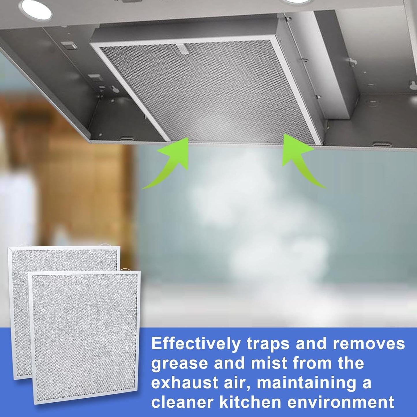 S99010430-002 Range Hood Filter 15-3/4" x 13-7/8" x 3/8", 2 Pack Aluminum Mesh Grease Range Hood