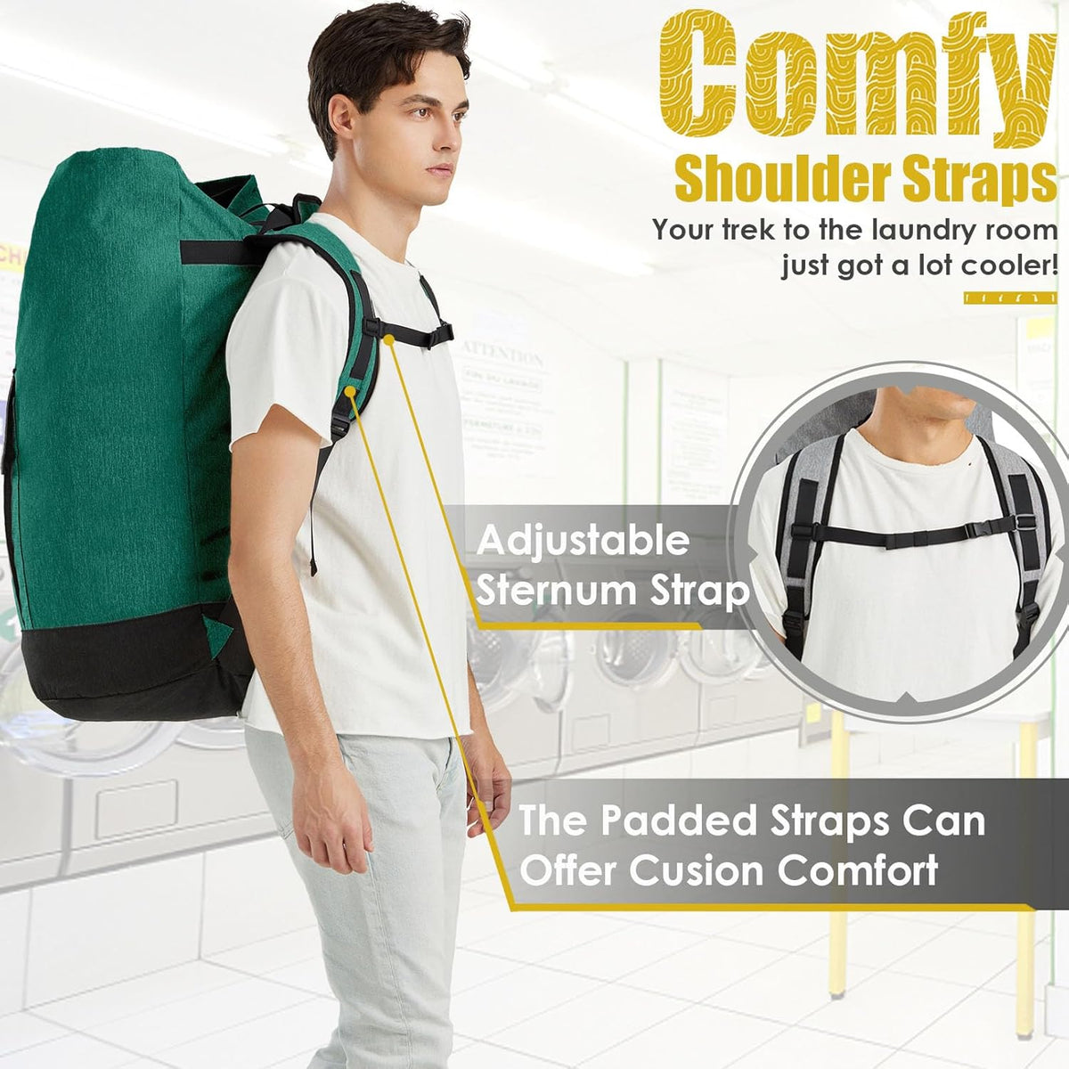 Laundry Bag for College,115L Laundry Backpack Extra Large Heavy Duty, College Dorm Essentials