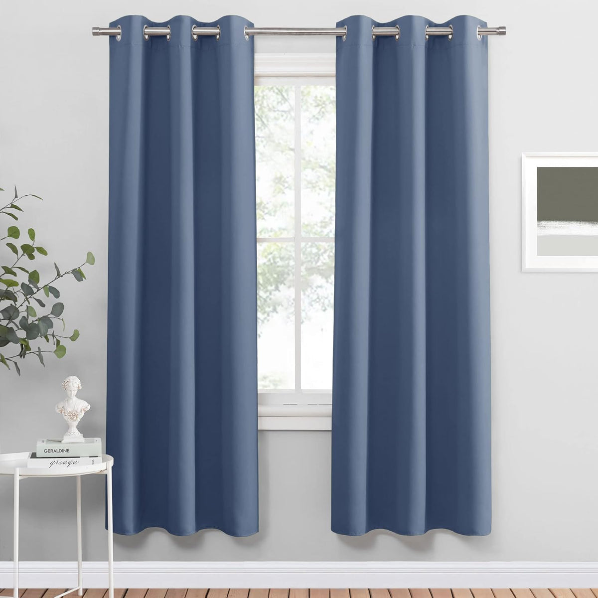 PONY DANCE Blue Thermal Blackout Curtains - Grommet Window Treatments Curtain Panels/Draperies Room