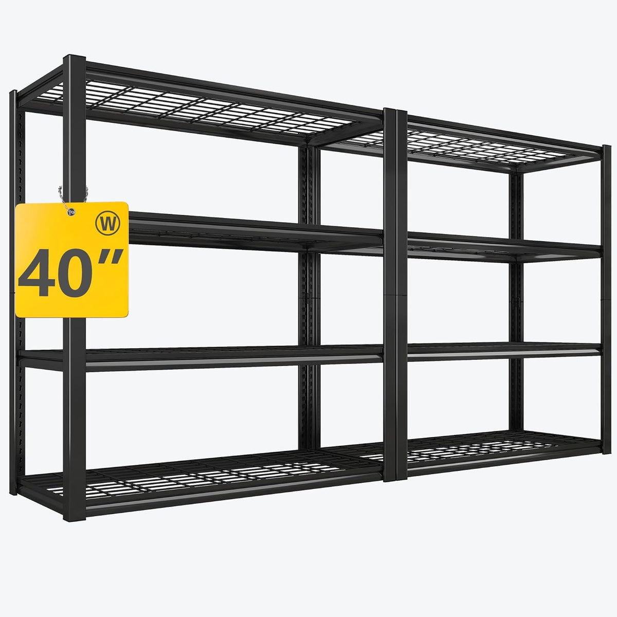REIBII 40" W Garage Shelving 2240 LBS Storage Shelves Adjustable Metal Shelving Heavy Duty 4 Tier