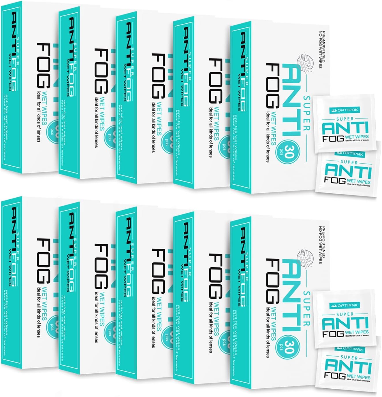 Opti-Pak Anti-Fog Pre-moistened Wipes for Glasses, Binoculars, Face Shields, Ski Masks or Swim