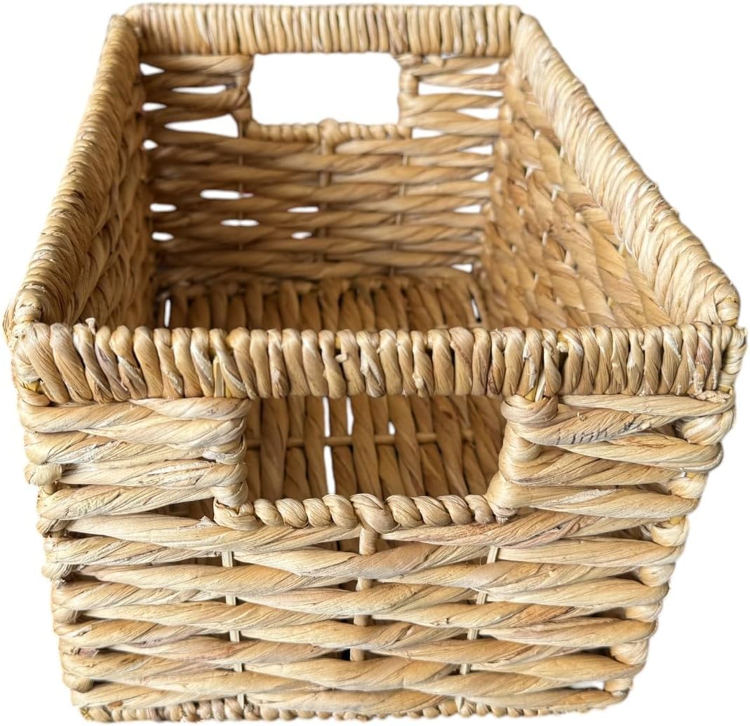 Wicker Basket For Shelves, Baskets for Organizing, Woven Storage Basket with Built-in Handles