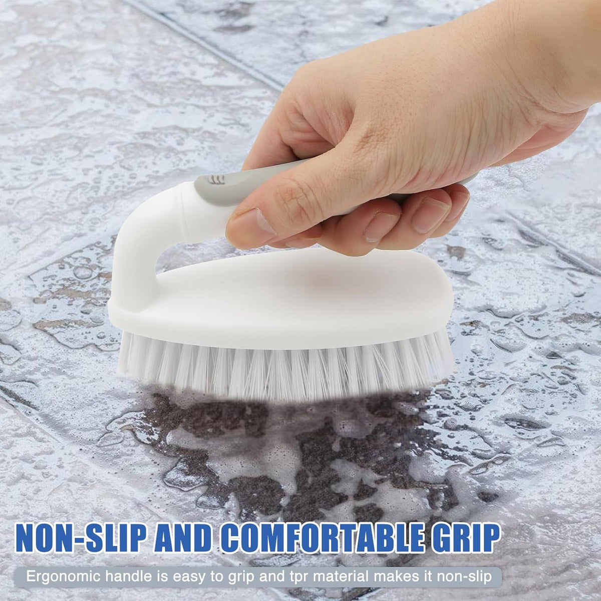 Scrub Brushes for Cleaning Bathtub Scrubber Heavy Duty Scrub Brush with Handle Stiff Bristle